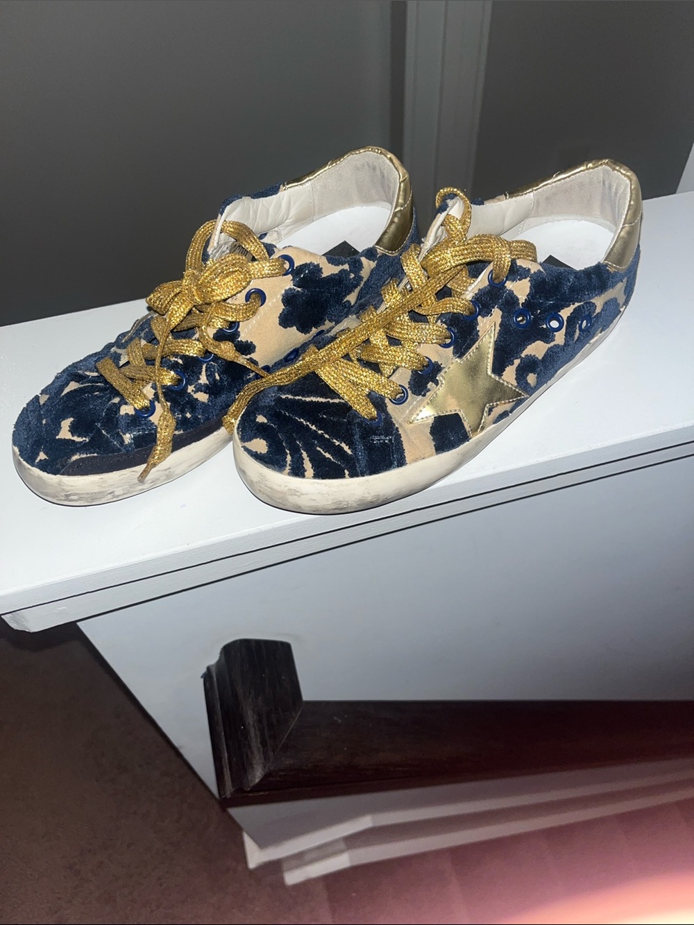 Golden Goose Navy Velvet/ Gold size 36